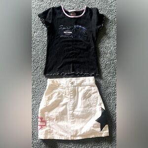Harley Davidson girls black and purple shirt and white skirt set. Size 6/8.